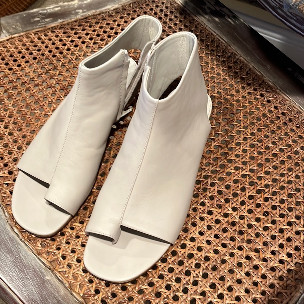 Vince open toe ankle shoe with zipper.